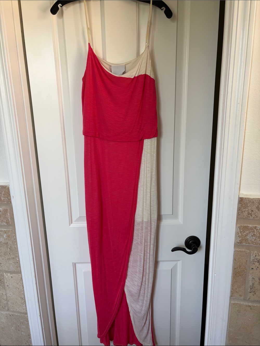 Women’s Two-Tone Maxi Dress in Hot Pink and Cream